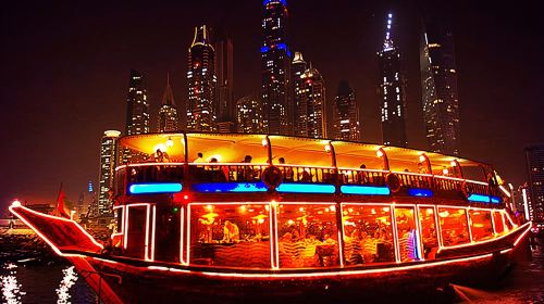 Dubai Creek Night Cruise with access to the second floor/creek/marina dinner and special performances Day Tours