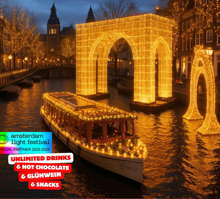 Amsterdam: Light Festival Luxury Heated Saloon Boat Cruise