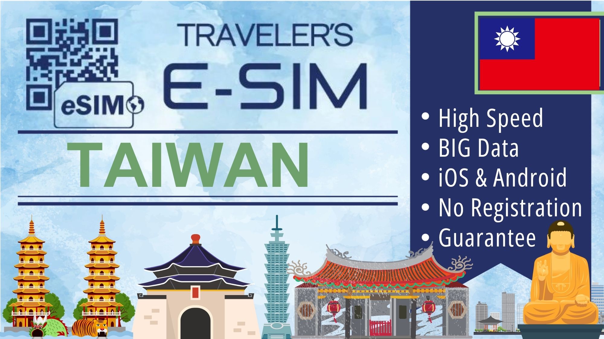 E-SIM Taiwan Data Plan - Tourist Travel esim Internet - Daily Data e sim