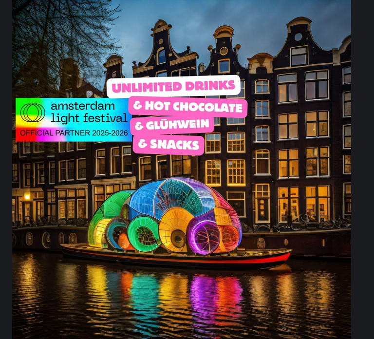 Amsterdam: Light Festival Heated Cruise + Hot Drinks & Snack