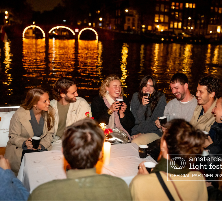Amsterdam Light Festival canal cruise with unlimited drinks