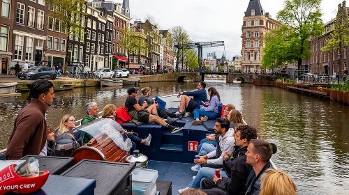 Amsterdam Open Boat Cruise with Live Guide and Two Drinks  Day Tours