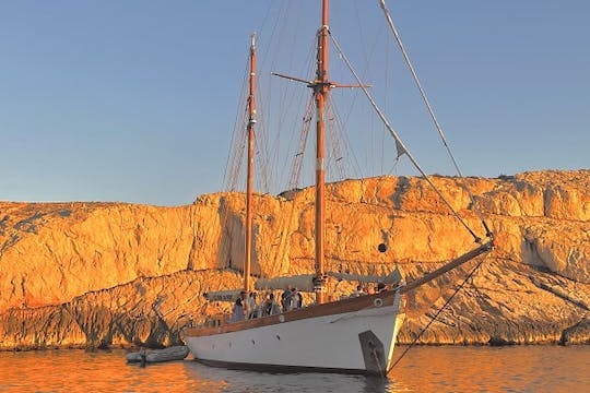 Sunset Frioul islands cruise on a classic ketch boat