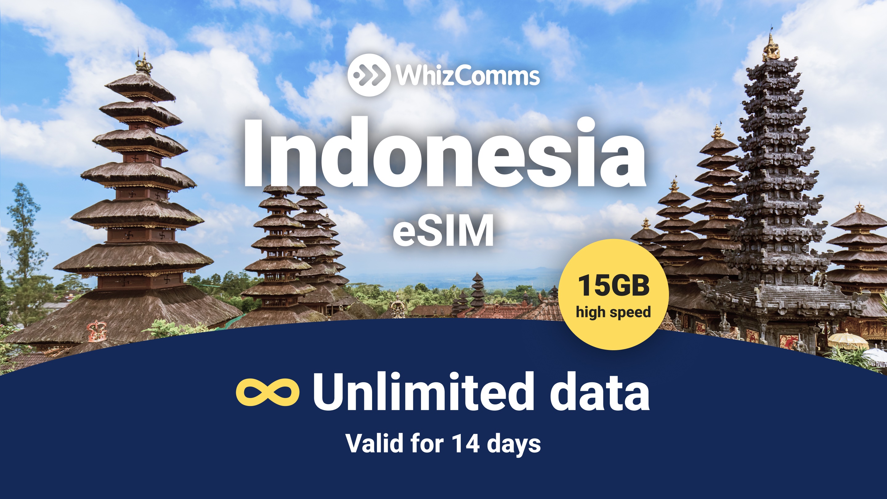 WhizComms 14-Day 15GB Unlimited Indonesia eSIM – Instant Activation & Nationwide Coverage