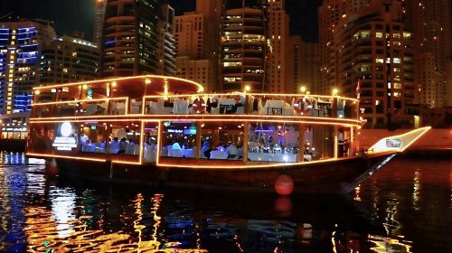 Dubai Creek Cruise New Town Classic Night Tour Special Double-Decker Wooden Boat Including Meals, Pick-up and Shows Day Tours